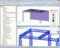 Modelo de un escenario de conciertos y visualización gráfica de los resultados de cálculo de RF-ALUMINIUM en RFEM