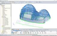 3D-Modell der Stahl-Tragkonstruktion des Atriums in RSTAB (© www.novumstructures.com)