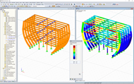 Modelling of the stage setting of frigate in RFEM (© MayA)