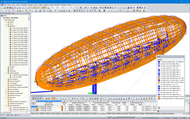 RFEM model of airship with timber and steel elements (© Ing. Šrůtek)