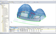Modelo 3D de estrutura de apoio em aço do átrio no RSTAB (©www.novumstructures.com)
